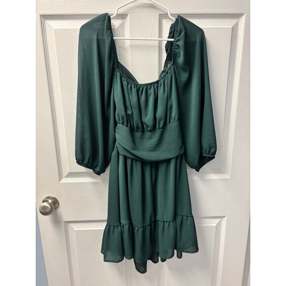 Exlura Dresses & Skirts - Hunter Green Dress With Elastic Waistband Open Back Size XL